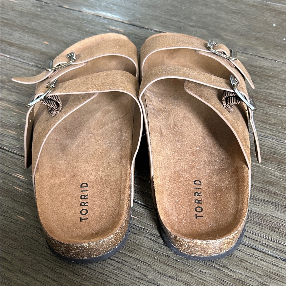 Torrid Tan Buckle Strap Sandals Size 10WW - Picture 2 of 12